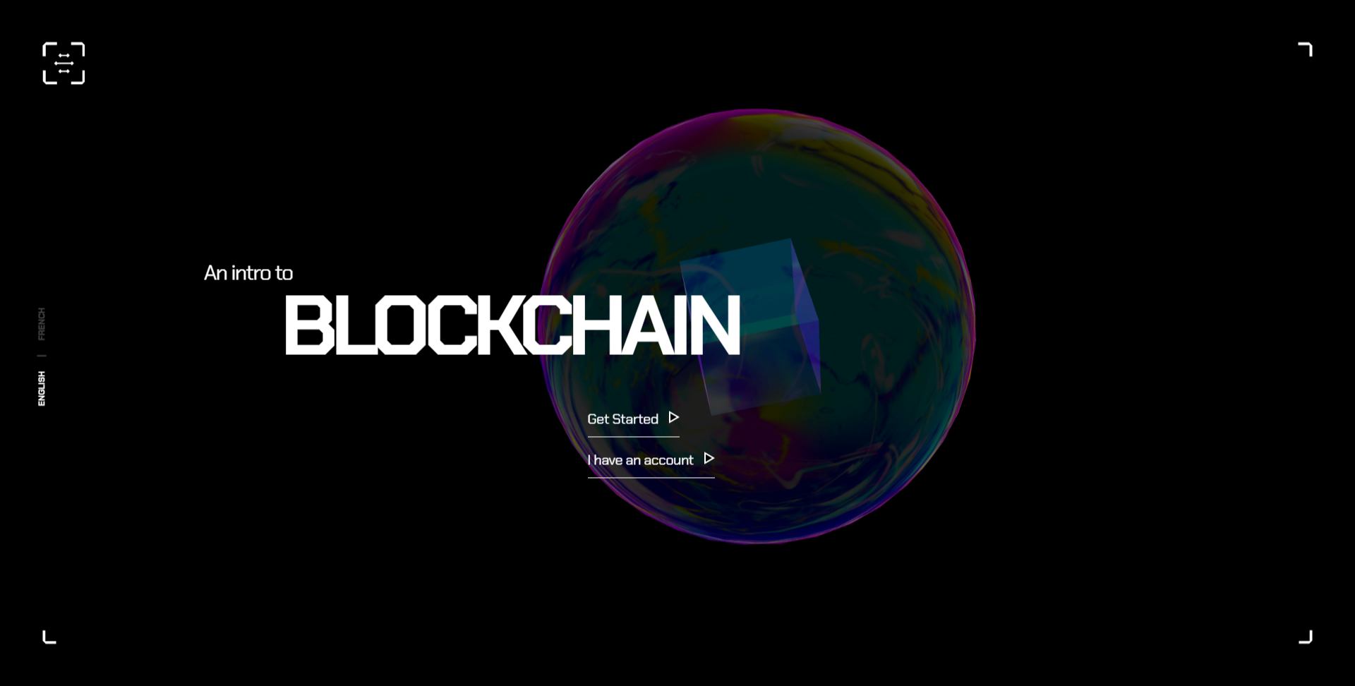 An abstract illustration for the home page of the "An intro to Blockchain" website
